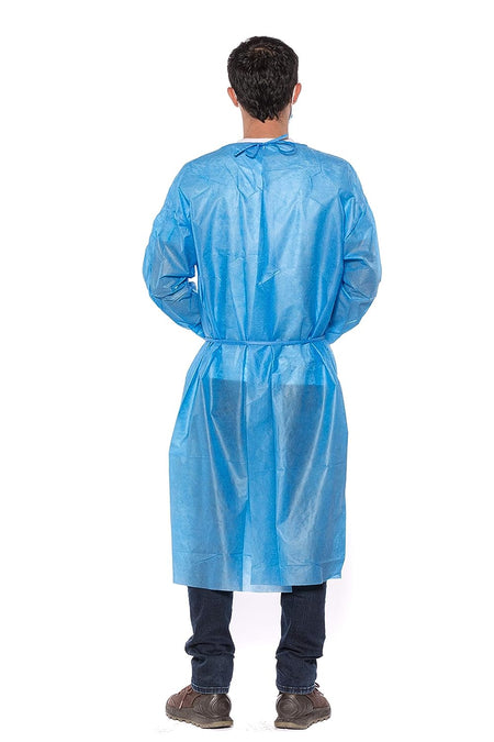 50 Blue Disposable Isolation Lab Gowns 30g with Knitt Cuffs for Medical Dental Hospital - view 8 | DoctorSupplies.com