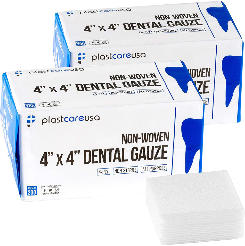 PlastCare USA Non-Sterile Dental Gauze Sponges 4x4 4-Ply (200ct) | DoctorSupplies.com
