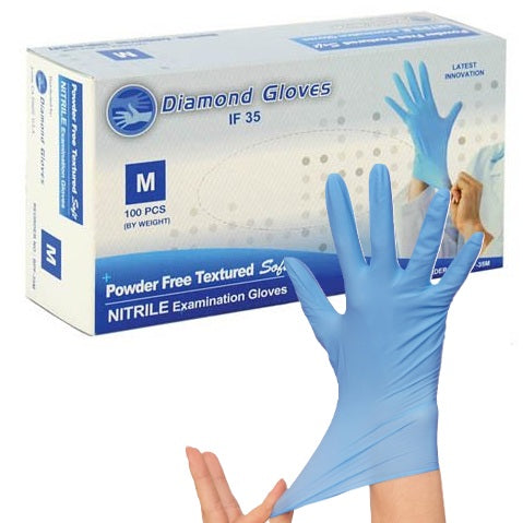 Diamond IF35 Blue Nitrile Exam Gloves XL 3.5mil - Box of 100 | DoctorSupplies.com