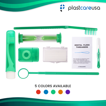 Blue Orthodontic 8-Piece Patient Kits | Bulk Pack of 12 - side view | DoctorSupplies.com