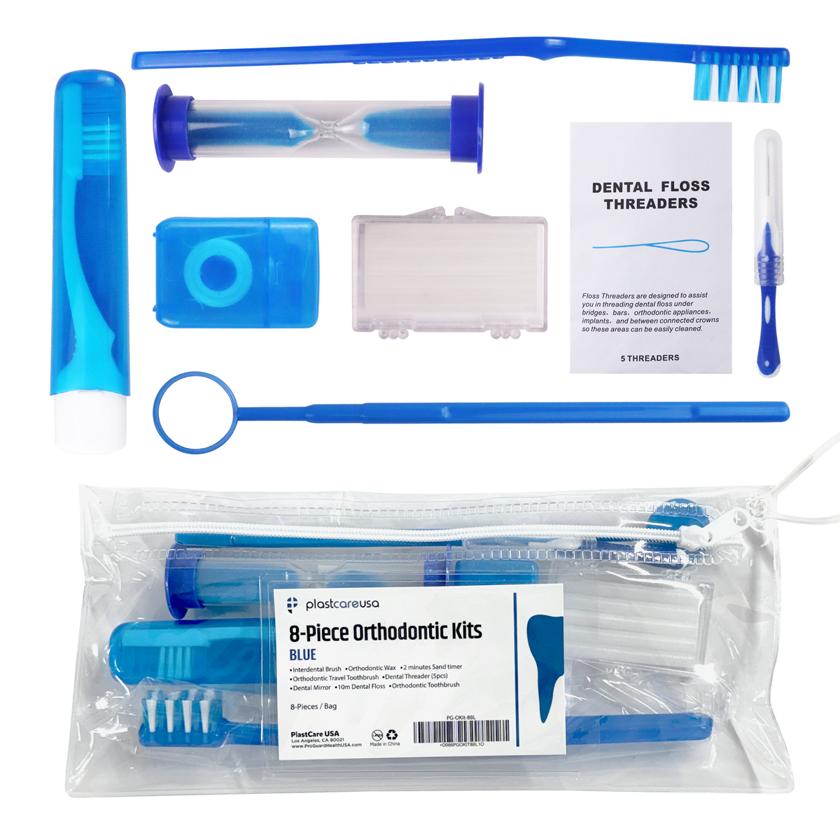 Blue Orthodontic 8-Piece Patient Kits | Bulk Pack of 12 | DoctorSupplies.com