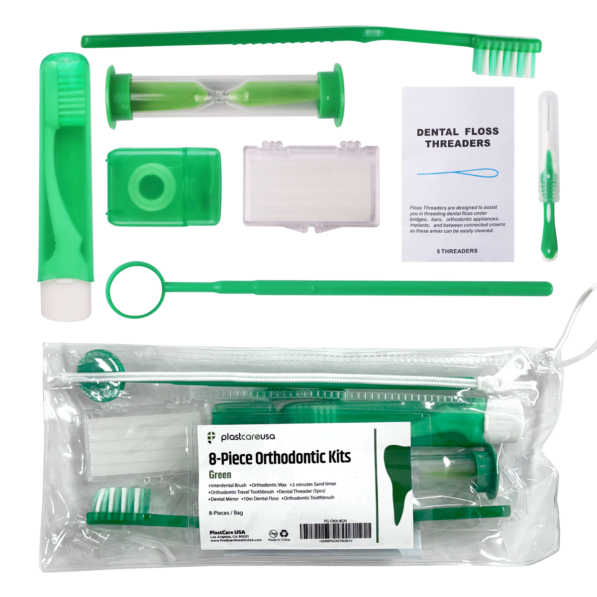 Green Orthodontic 8-Piece Patient Kits - 12 Pack Bulk Supply | DoctorSupplies.com
