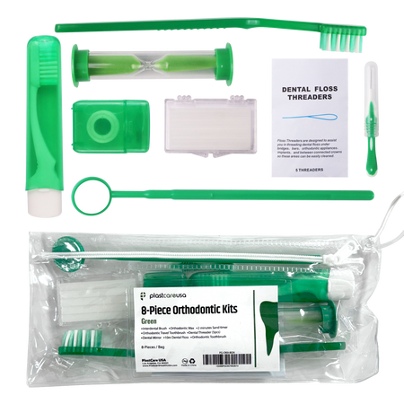 Green Orthodontic 8-Piece Patient Kits - 12 Pack Bulk Supply | DoctorSupplies.com