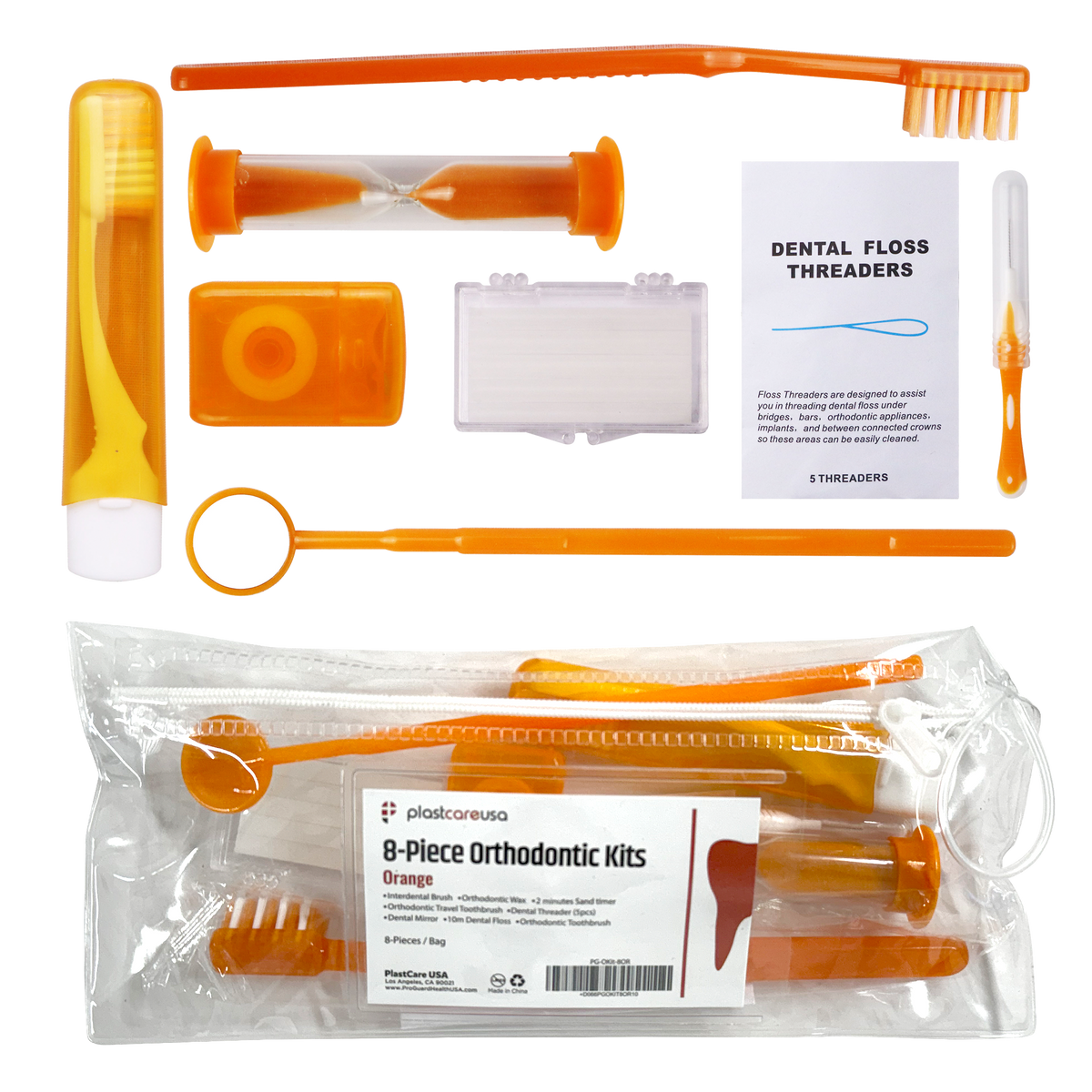Orange Orthodontic Patient Kits 8-Piece (12 Pack) | DoctorSupplies.com
