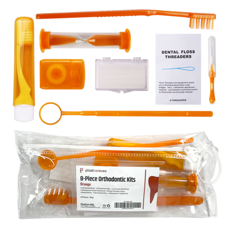 Orange Orthodontic Patient Kits 8-Piece (12 Pack) | DoctorSupplies.com