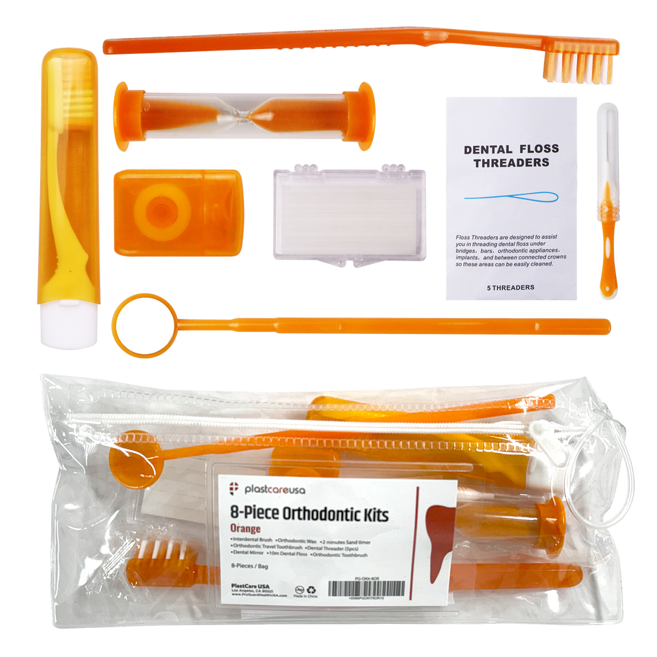 Orange Orthodontic Patient Kits 8-Piece (12 Pack) | DoctorSupplies.com