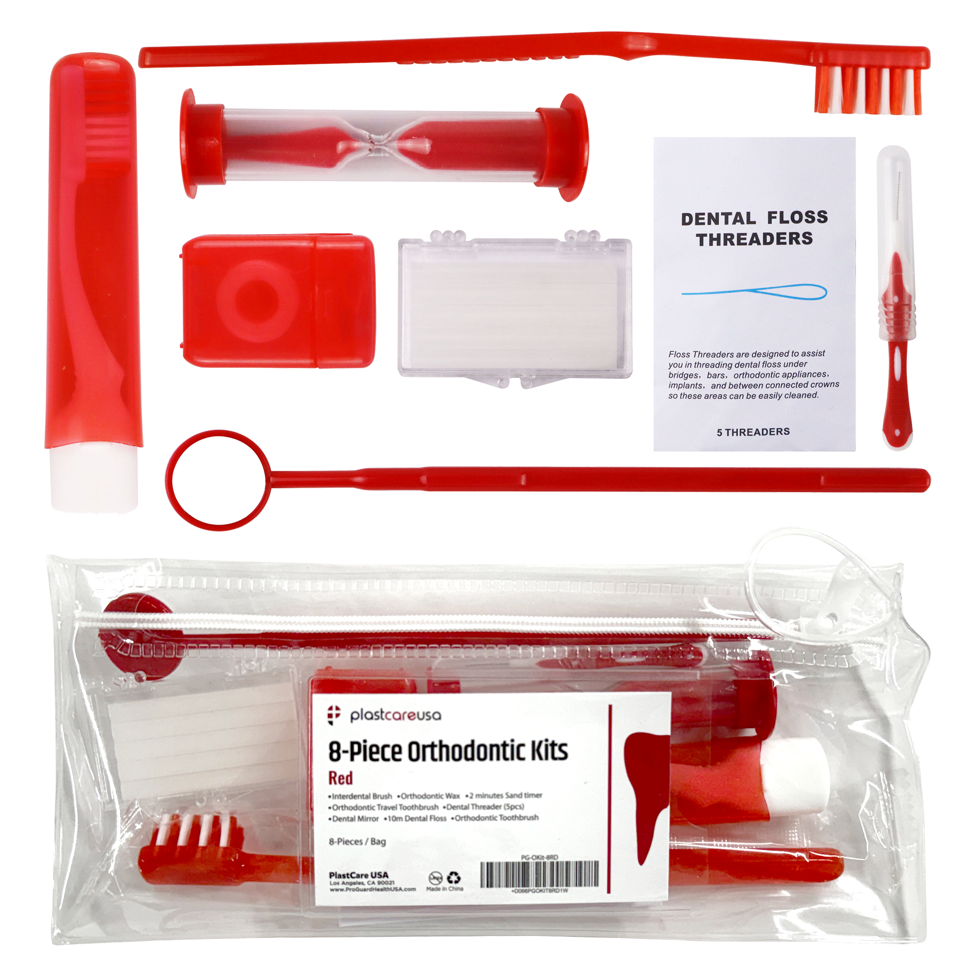 Red Orthodontic 8-Piece Patient Kits - 12 Pack Bulk Supply | DoctorSupplies.com
