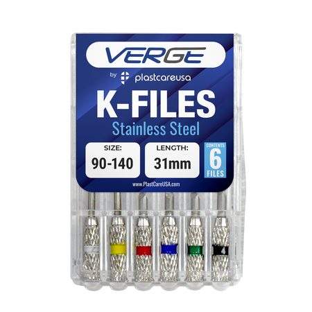 31mm Endodontic K-Files Size 90-140 Stainless Steel (6-Pack) | DoctorSupplies.com