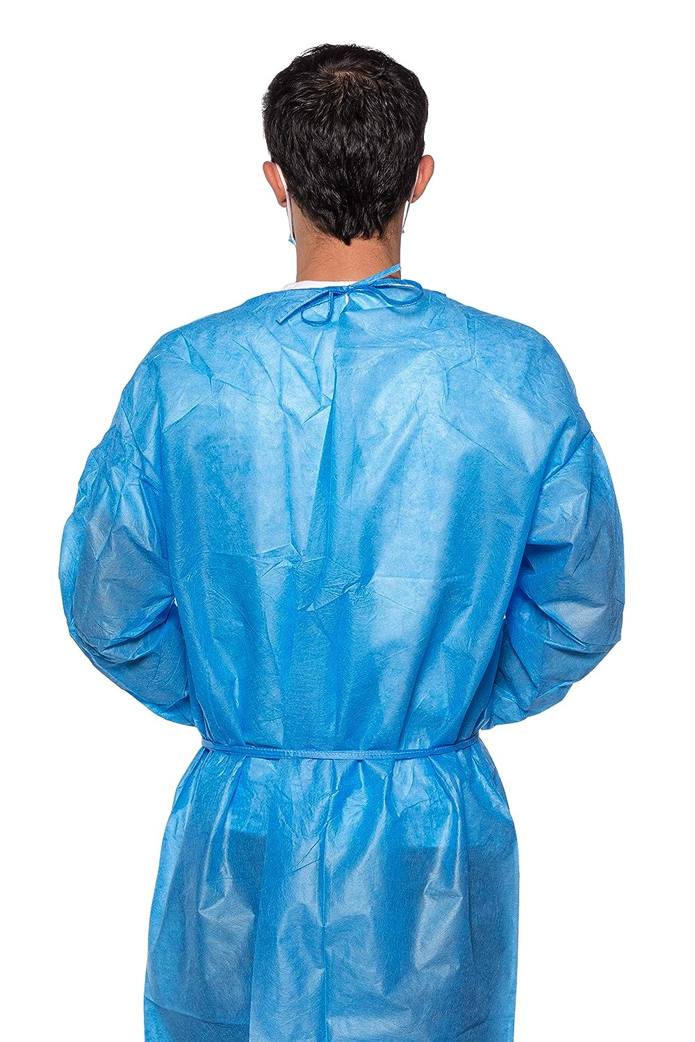 50 Blue Disposable Isolation Lab Gowns 30g with Knitt Cuffs for Medical Dental Hospital - in use | DoctorSupplies.com