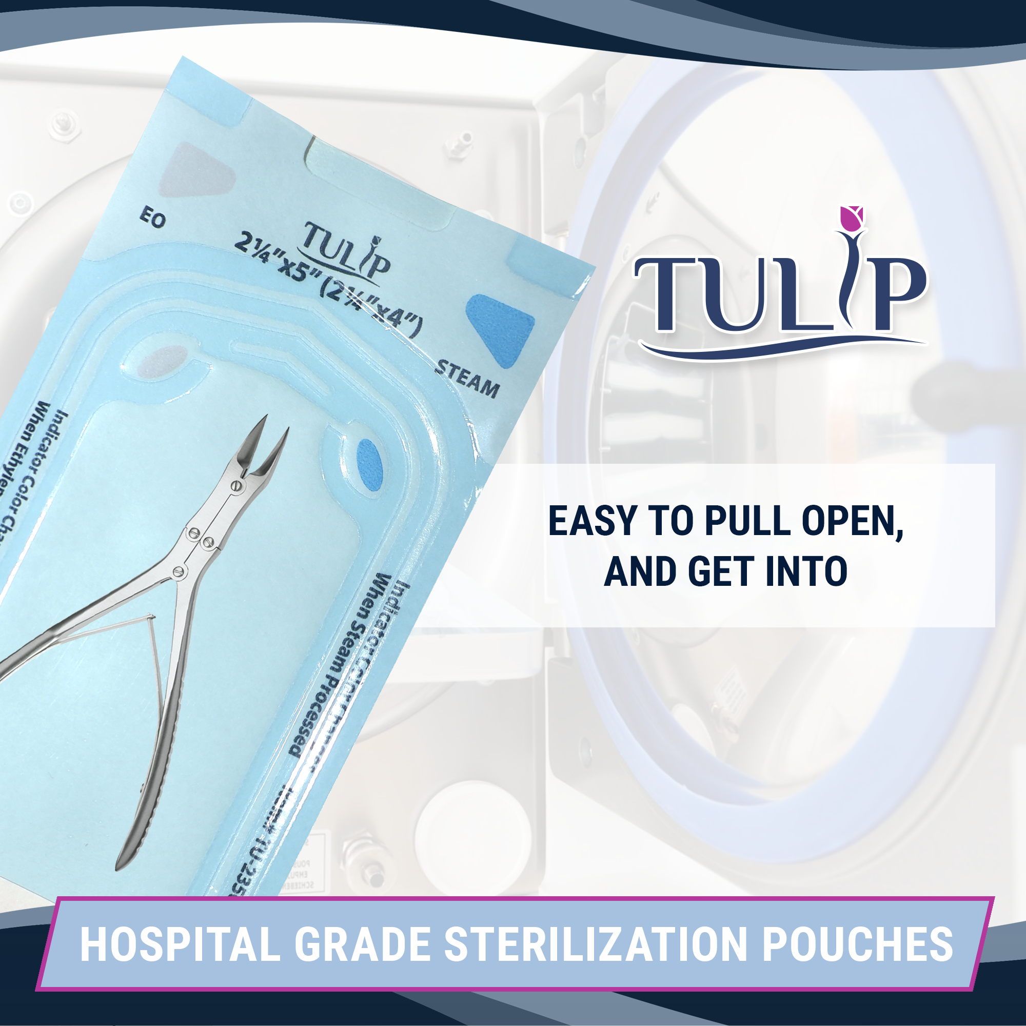 TULIP Self-Sealing Sterilization Pouches 2.25x5" - 200 Pack - detail view | DoctorSupplies.com
