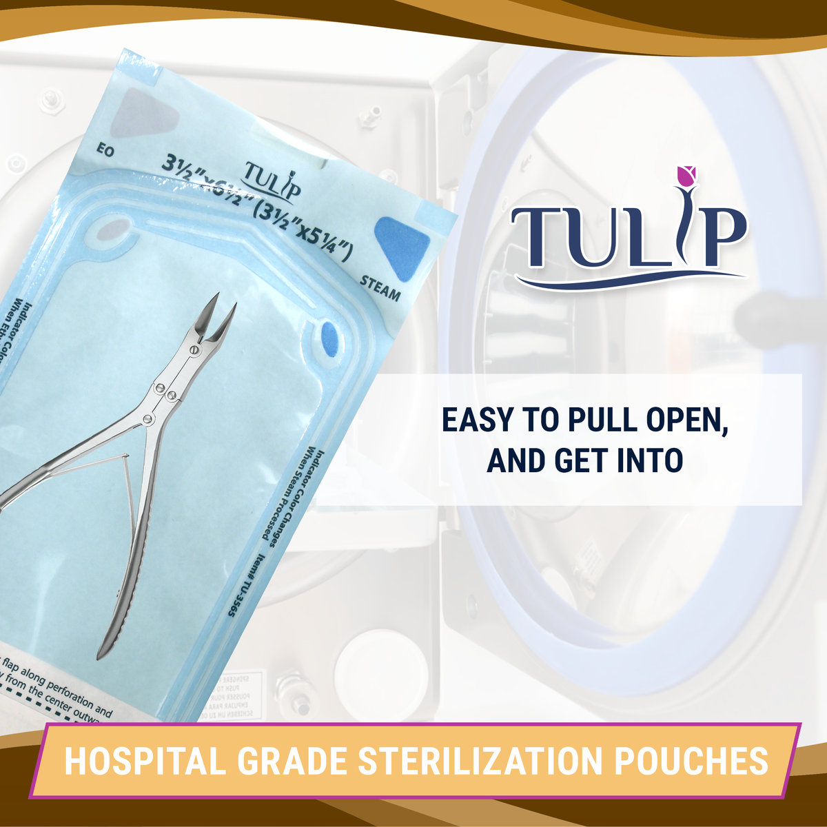 TULIP Self-Sealing Sterilization Pouches 3.5x5.25" - 200 Pack - detail view | DoctorSupplies.com