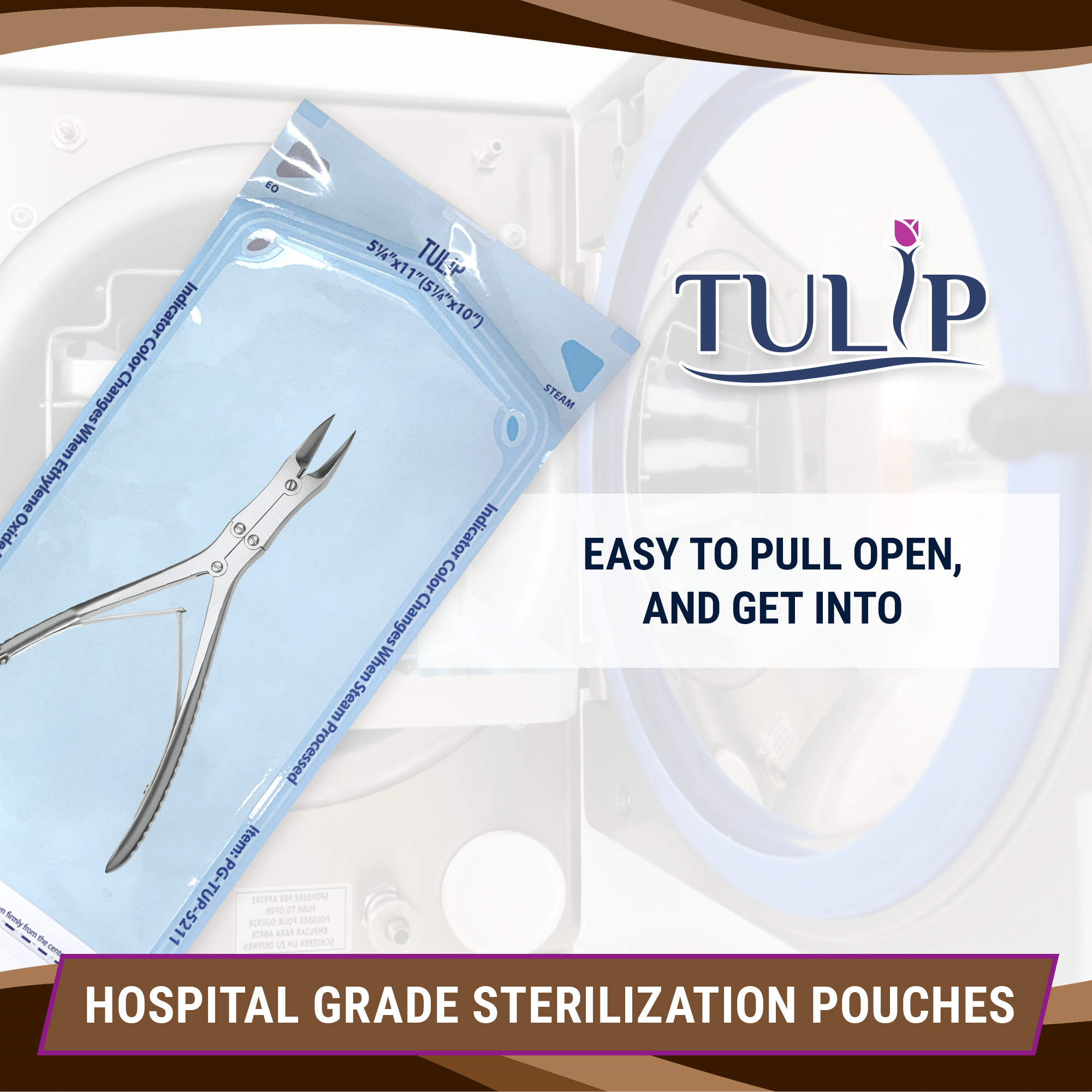 TULIP Self-Sealing Sterilization Pouches 5.25x10" - 200 Pack - side view | DoctorSupplies.com