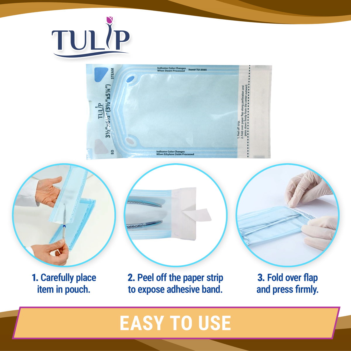 TULIP Self-Sealing Sterilization Pouches 3.5x5.25" - 200 Pack - packaging | DoctorSupplies.com