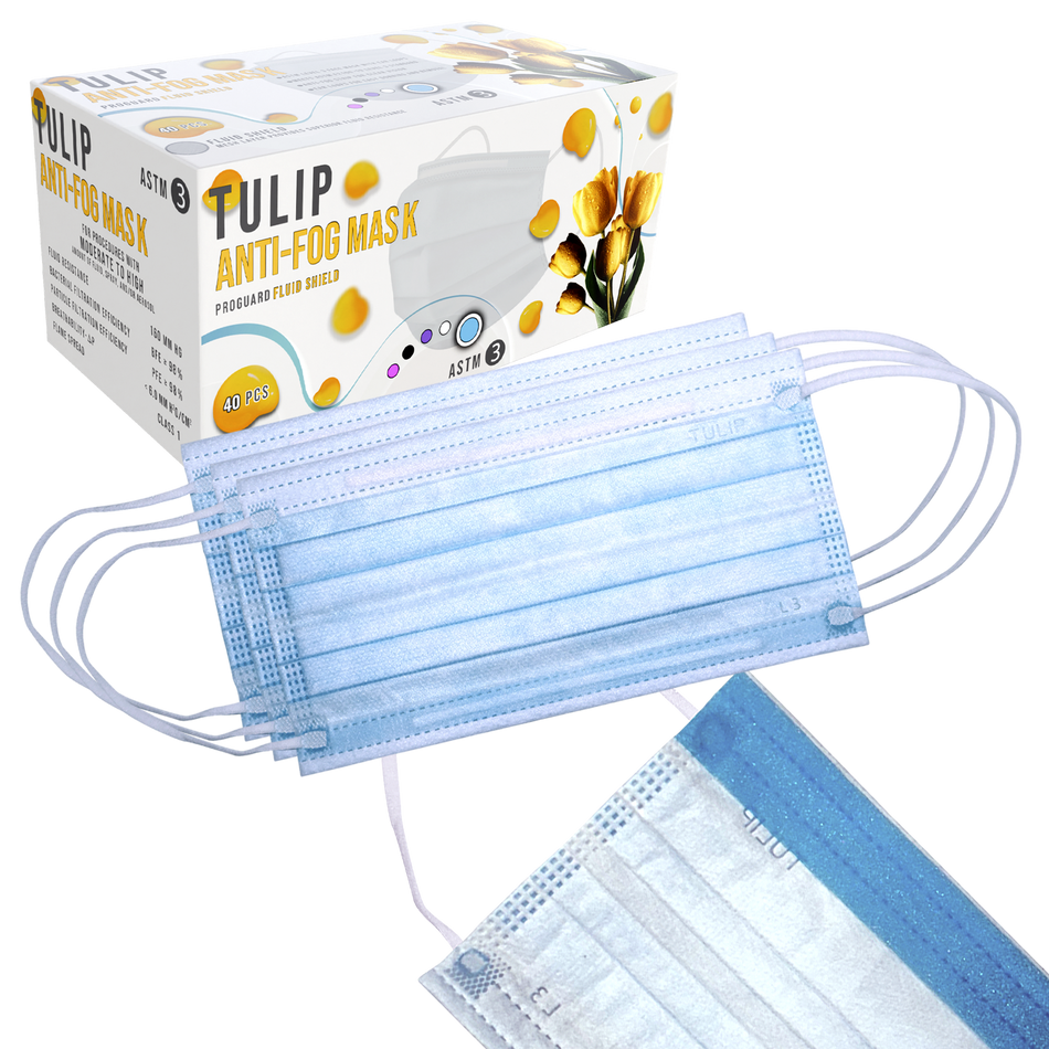 40 Blue Fluid Shield ASTM Level 3 Masks 4-Layer w/ Anti Fog Strip | DoctorSupplies.com