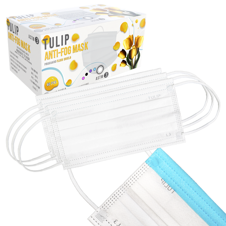 40 White Fluid Shield ASTM Level 3 Masks 4-Layer w/ Anti Fog Strip | DoctorSupplies.com