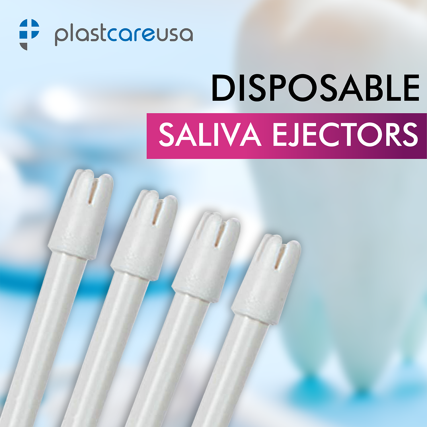 PlastCare USA White Saliva Ejectors 100/Bag - Dental Supplies - back view | DoctorSupplies.com