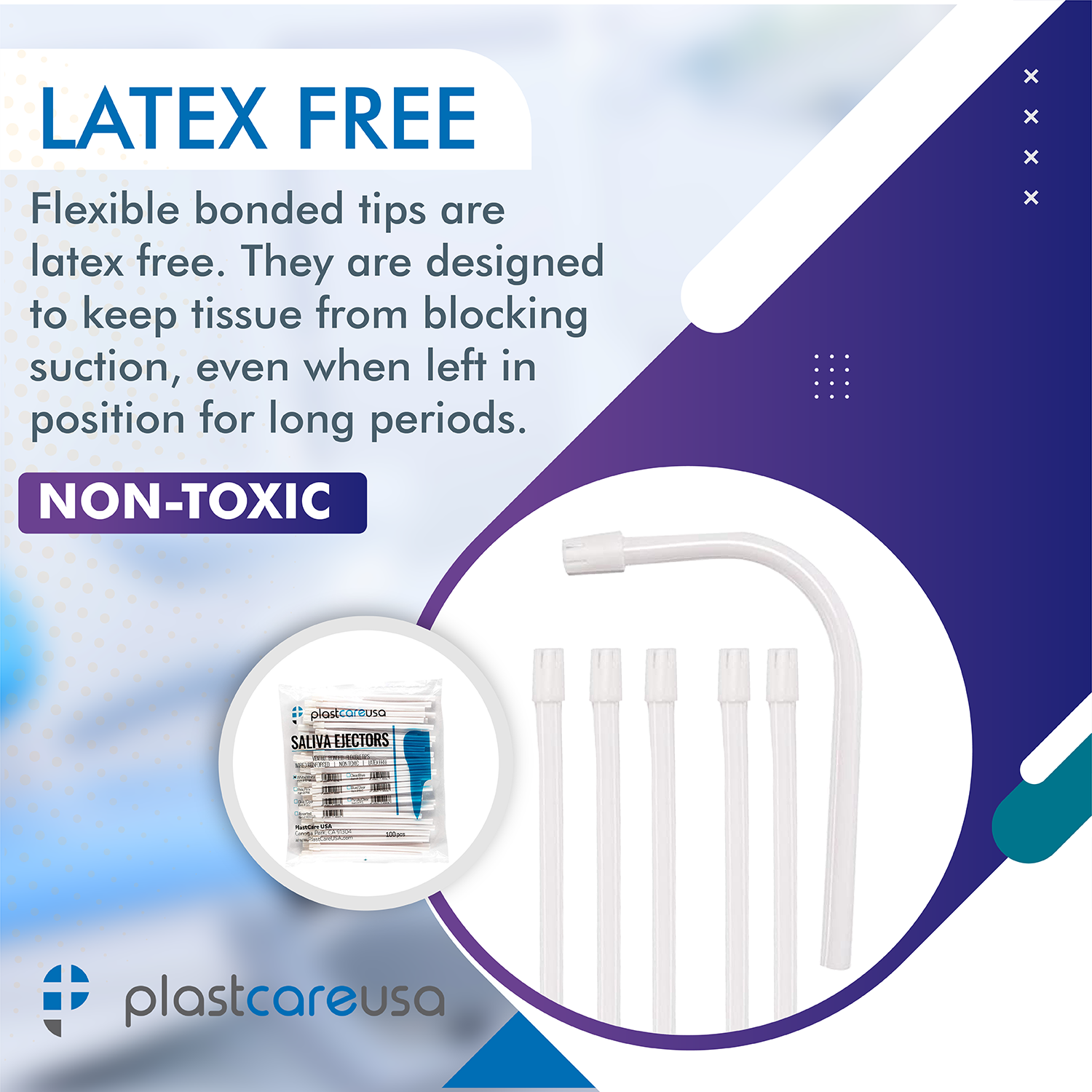 PlastCare USA White Saliva Ejectors 100/Bag - Dental Supplies - detail view | DoctorSupplies.com