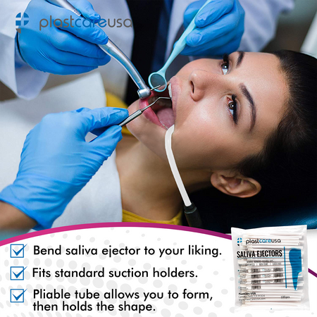 PlastCare USA White Saliva Ejectors 100/Bag - Dental Supplies - packaging | DoctorSupplies.com
