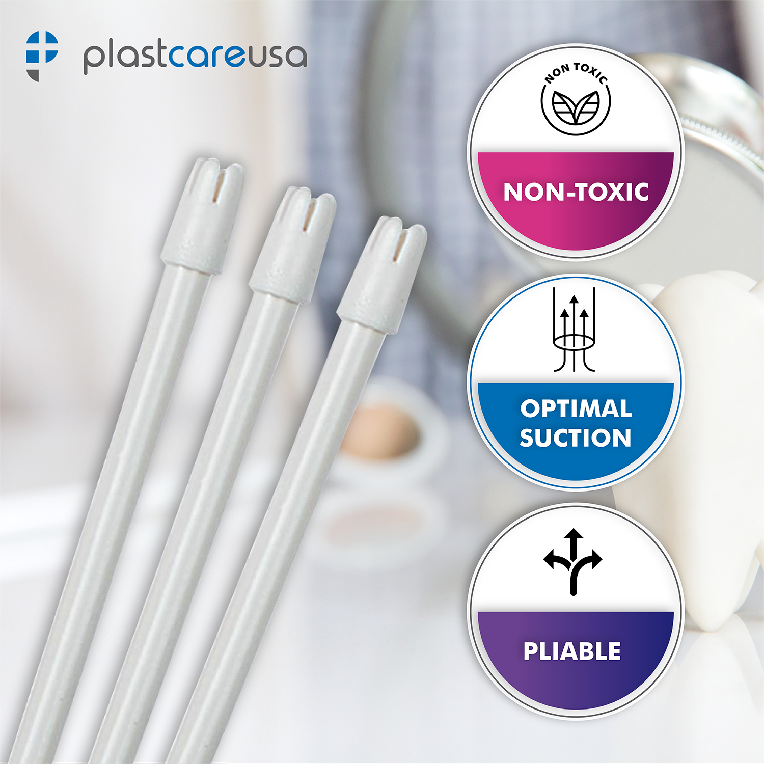 PlastCare USA White Saliva Ejectors 100/Bag - Dental Supplies - in use | DoctorSupplies.com