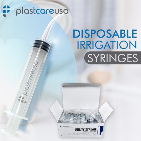 50 Curved Tip 12cc Monoject 412 Style Dental Oral Irrigation Utility Syringes (1 Box) - front view | DoctorSupplies.com