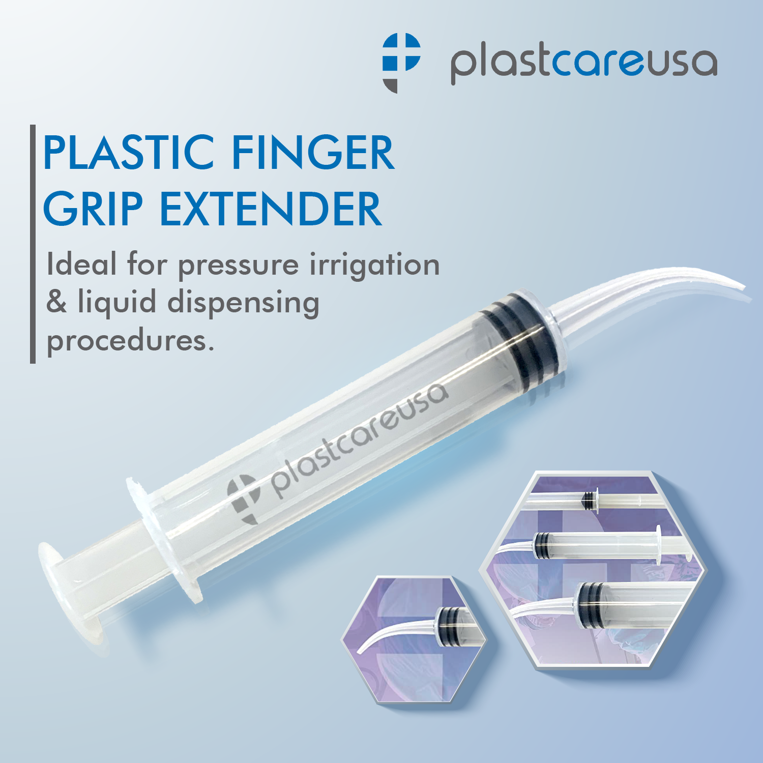 50 Curved Tip 12cc Monoject 412 Style Dental Oral Irrigation Utility Syringes (1 Box) - side view | DoctorSupplies.com