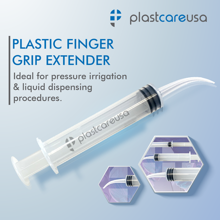 50 Curved Tip 12cc Monoject 412 Style Dental Oral Irrigation Utility Syringes (1 Box) - side view | DoctorSupplies.com