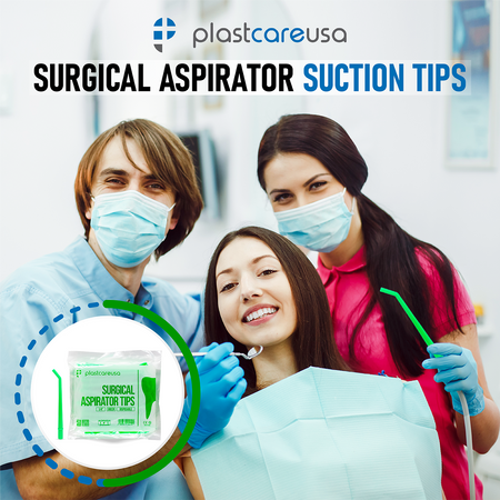 25 Large Green Dental Surgical Aspirator Tips 1/4" (1 Bag) - back view | DoctorSupplies.com