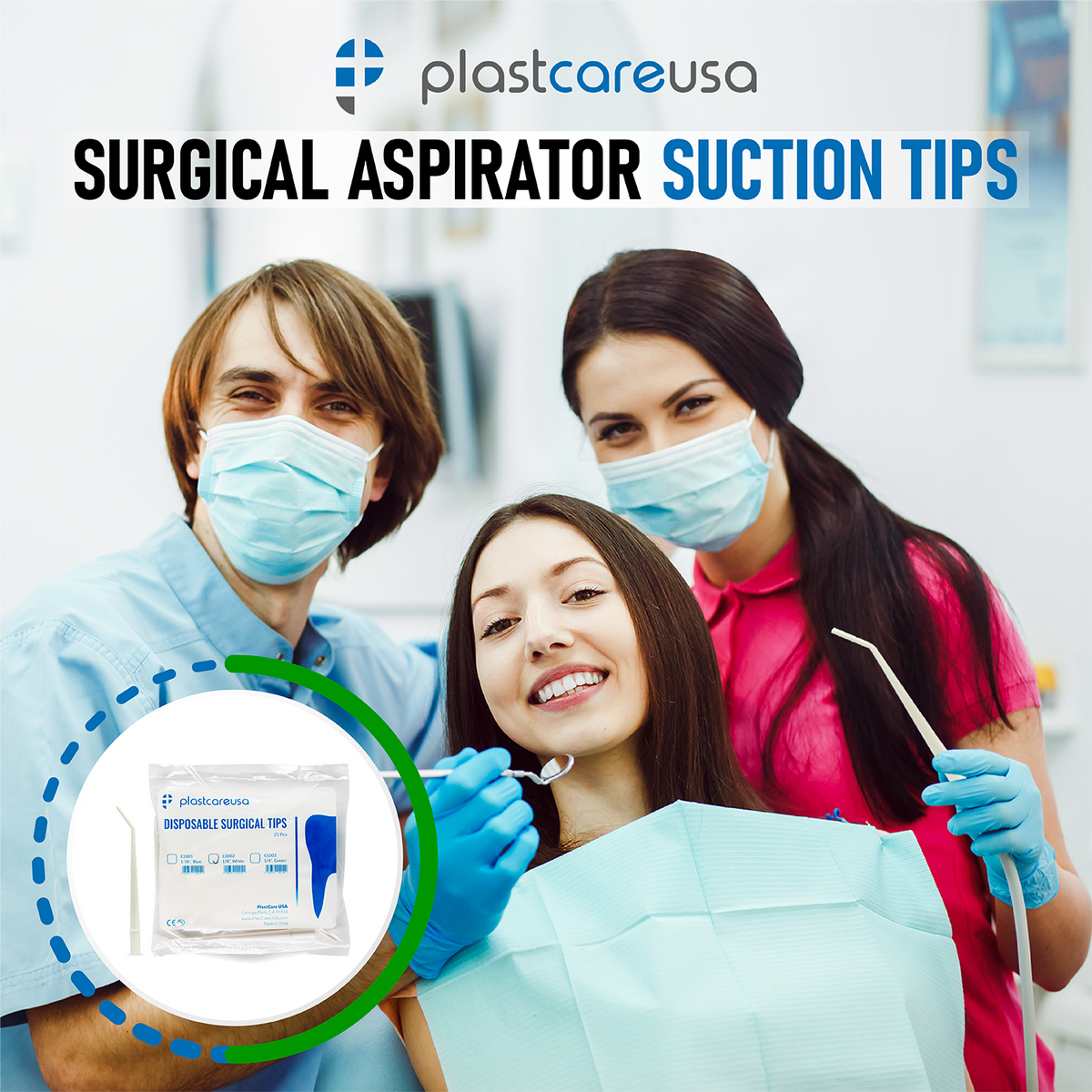 Dental Surgical Aspirator Tips 1/8" White (25/Bag) - back view | DoctorSupplies.com