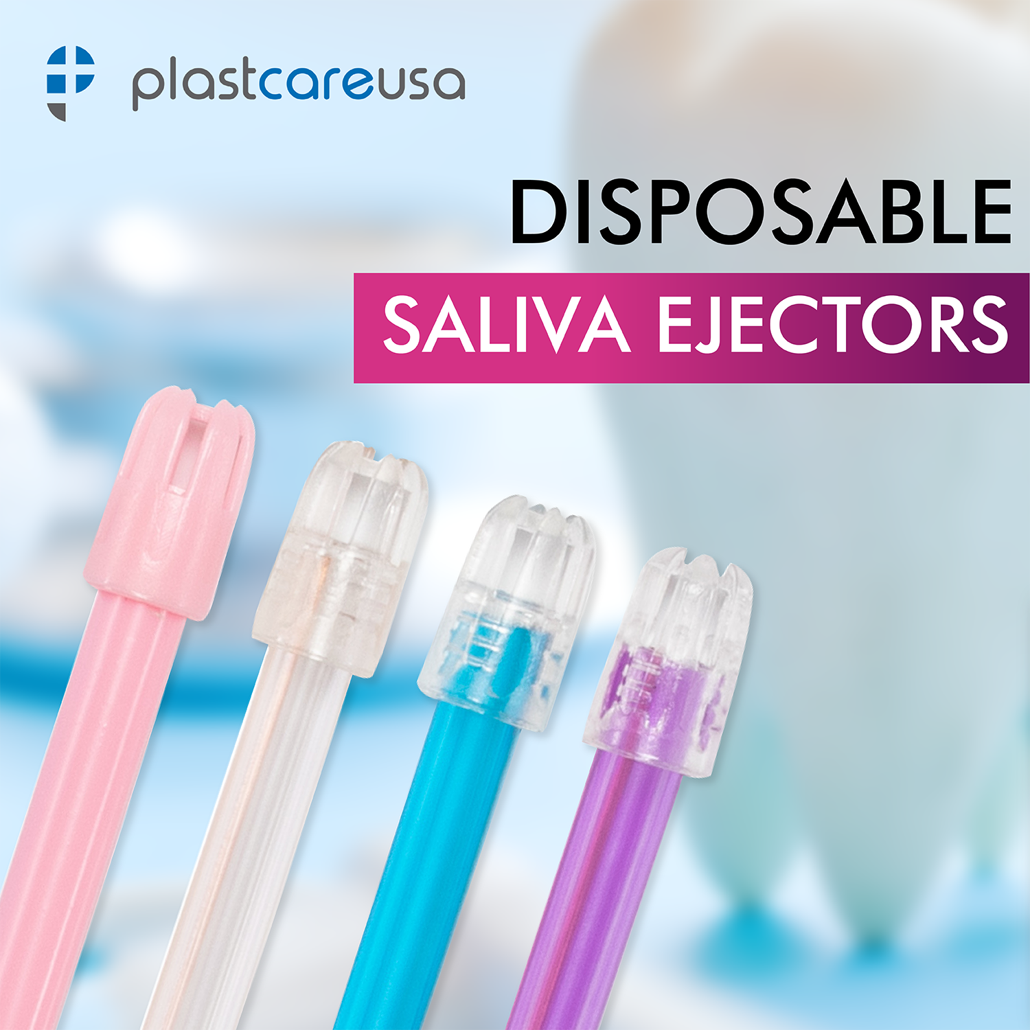 100 Assorted Rainbow Saliva Ejectors by PlastCare USA - back view | DoctorSupplies.com