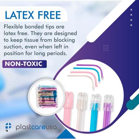 100 Assorted Rainbow Saliva Ejectors by PlastCare USA - detail view | DoctorSupplies.com