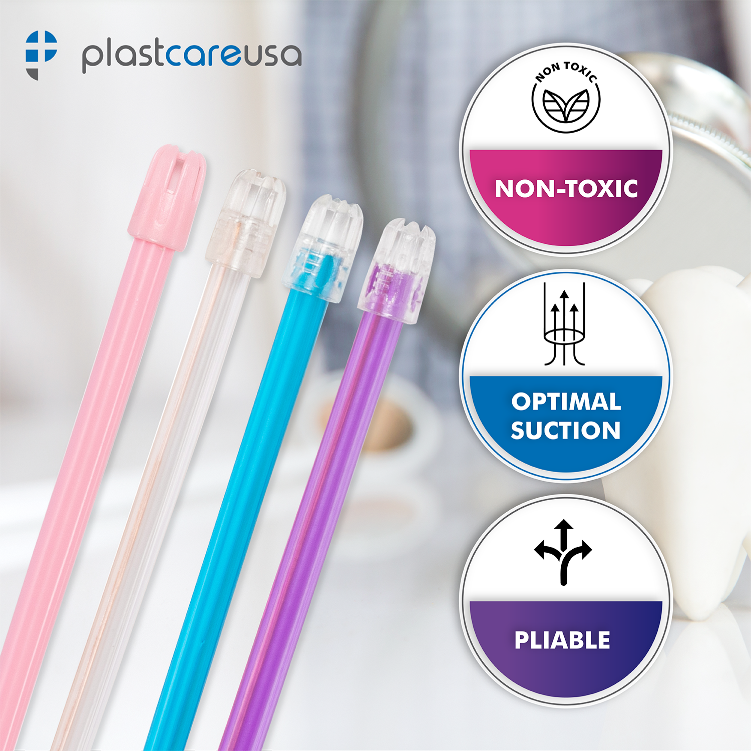 100 Assorted Rainbow Saliva Ejectors by PlastCare USA - in use | DoctorSupplies.com