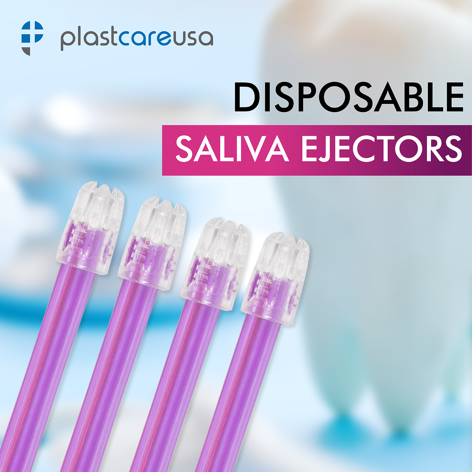 PlastCare USA Purple Clear Saliva Ejectors 100/Bag Dental - back view | DoctorSupplies.com