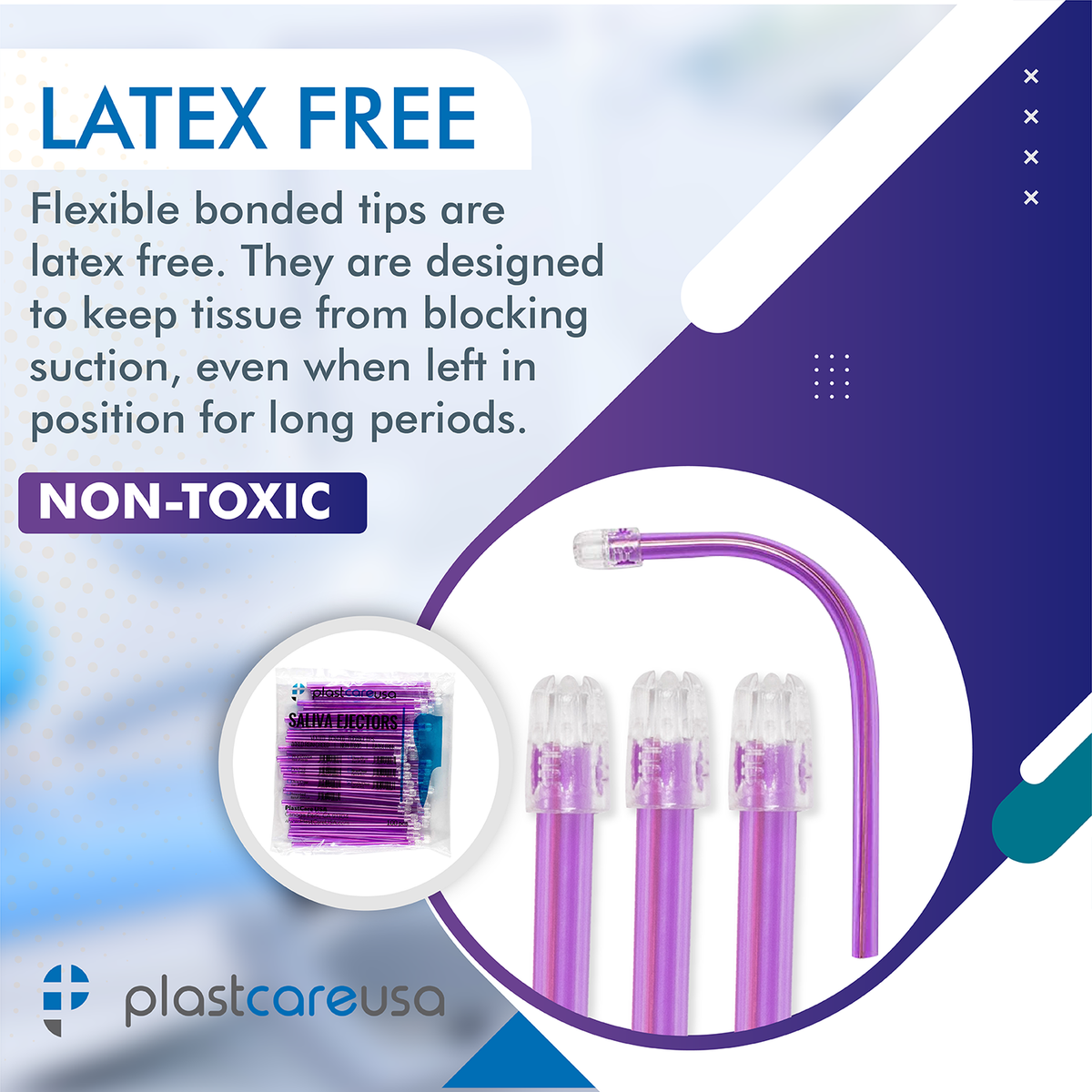 PlastCare USA Purple Clear Saliva Ejectors 100/Bag Dental - detail view | DoctorSupplies.com