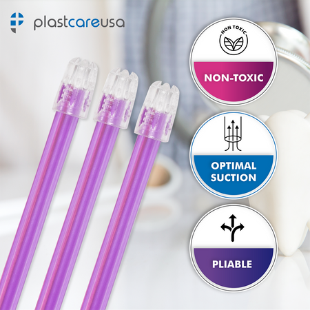 PlastCare USA Purple Clear Saliva Ejectors 100/Bag Dental - in use | DoctorSupplies.com