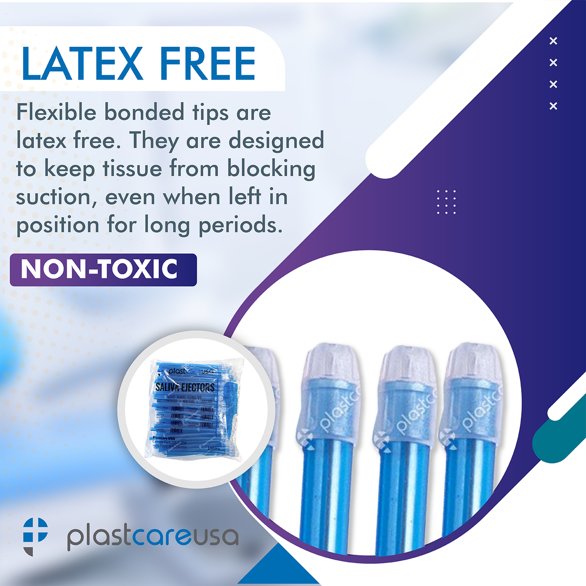 PlastCare USA Blue Saliva Ejectors 100/Bag | Dental Supplies - detail view | DoctorSupplies.com
