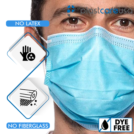4-Ply ASTM Level 3 Surgical Masks (Blue) Box of 50 by PlastCare USA - detail view | DoctorSupplies.com