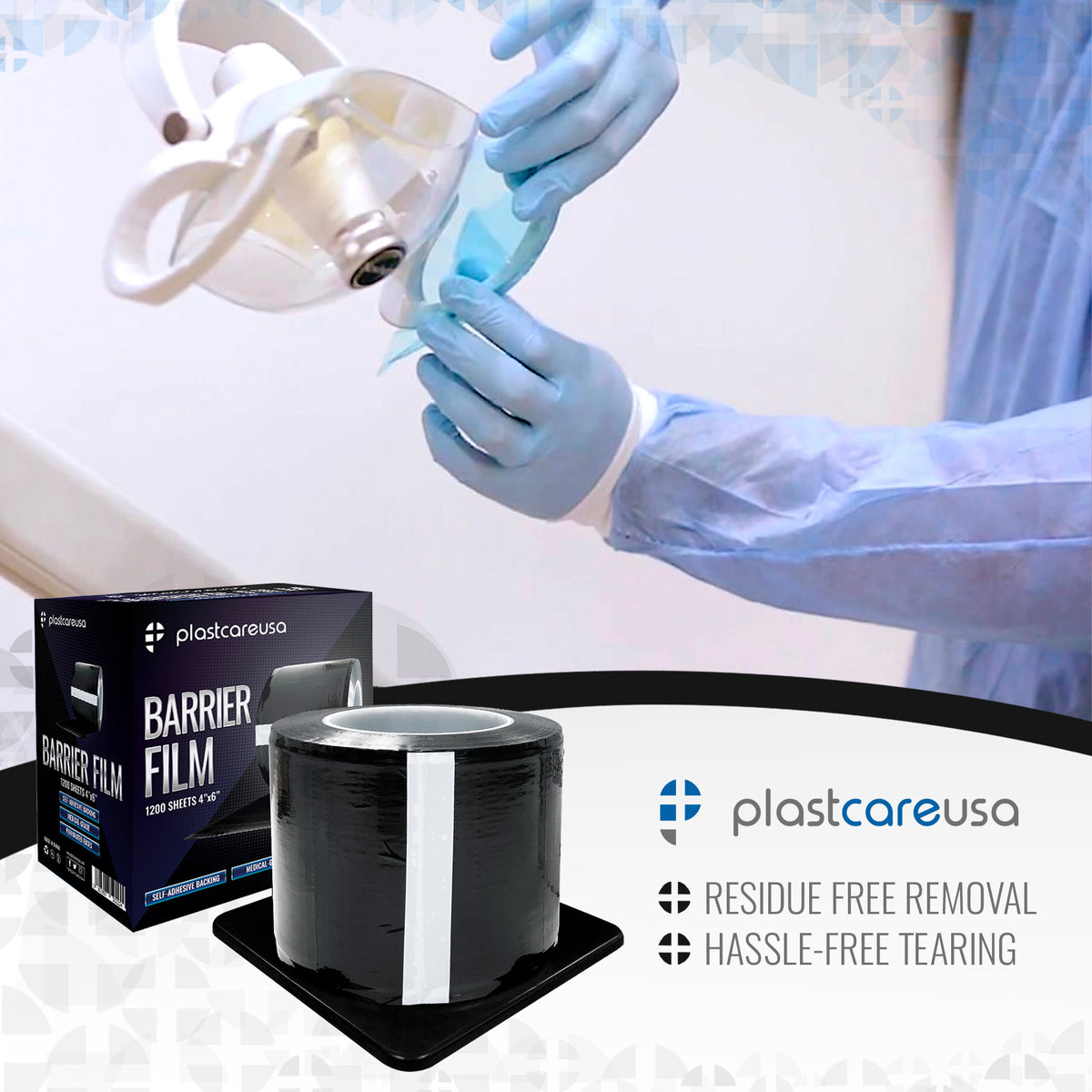 Black Barrier Film 4x6, 1200 Sheets | Dental Supplies - side view | DoctorSupplies.com