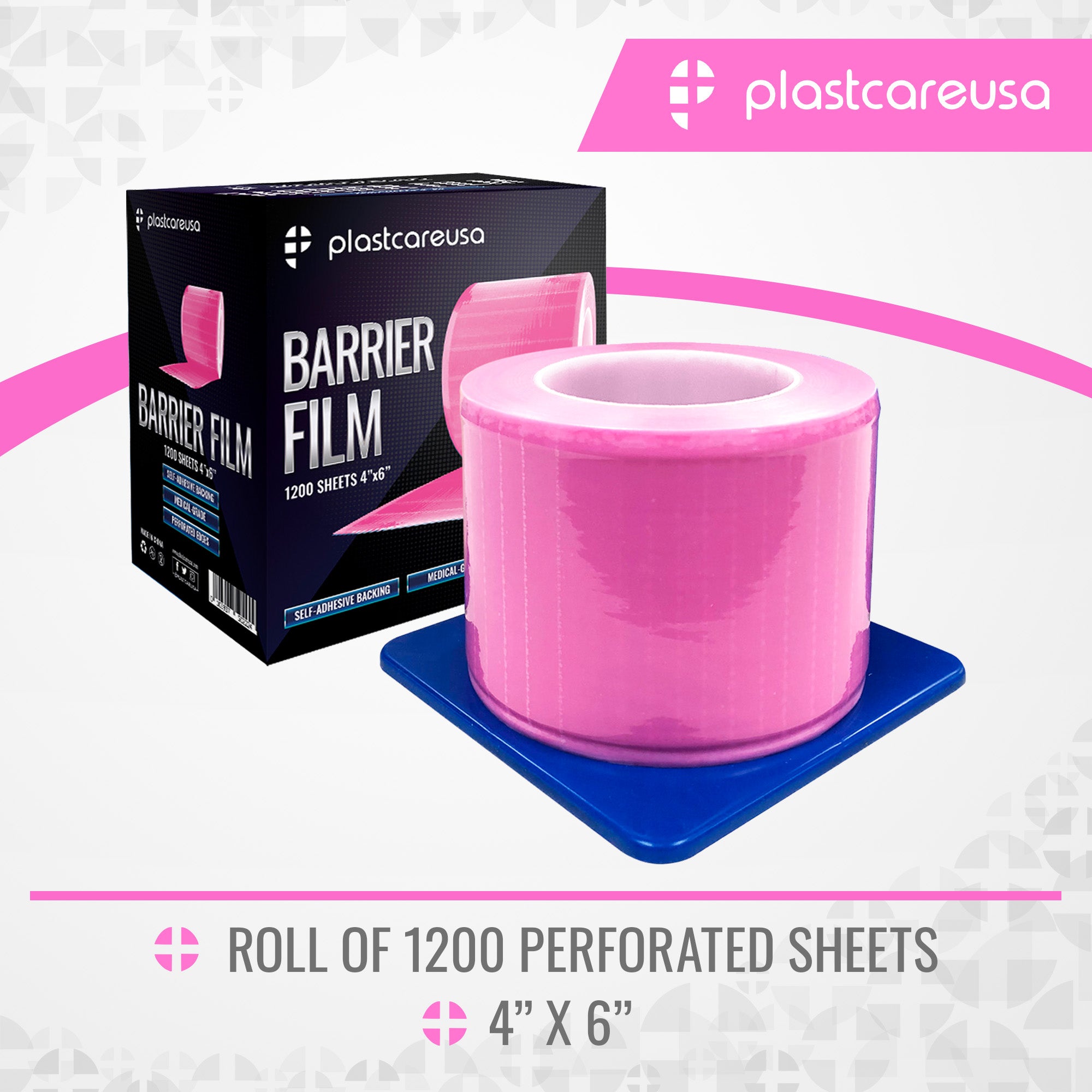 Pink Barrier Film 4x6 - 1200 Sheets | Dental Supplies - front view | DoctorSupplies.com