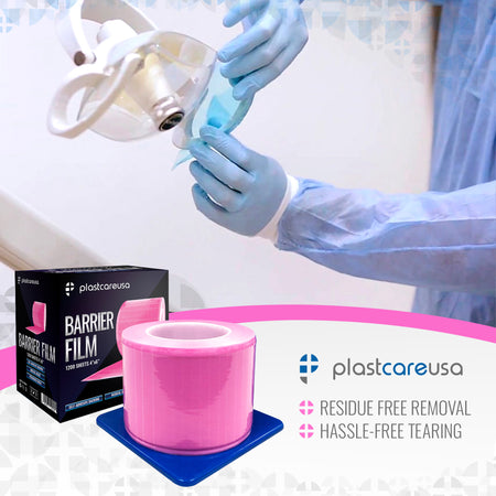 Pink Barrier Film 4x6 - 1200 Sheets | Dental Supplies - side view | DoctorSupplies.com