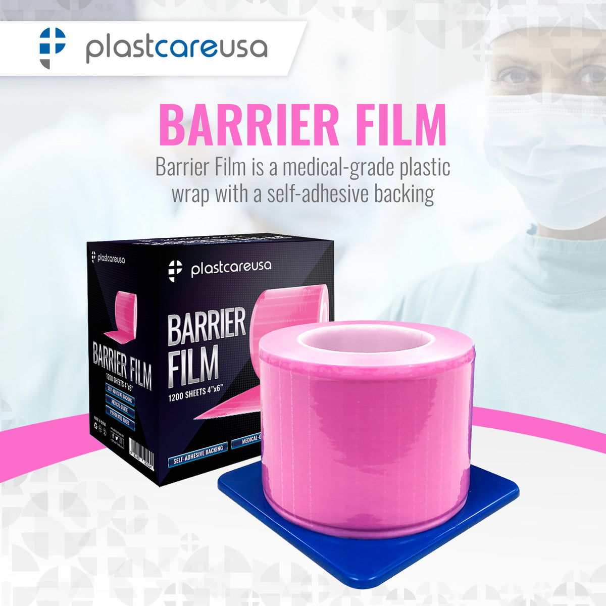 Pink Barrier Film 4x6 - 1200 Sheets | Dental Supplies - detail view | DoctorSupplies.com
