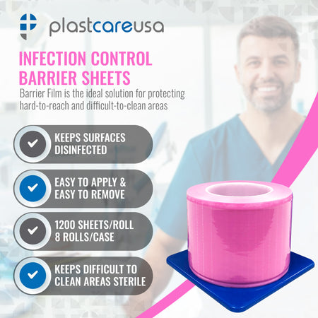 Pink Barrier Film 4x6 - 1200 Sheets | Dental Supplies - back view | DoctorSupplies.com