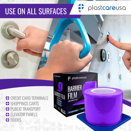 Purple Barrier Film 4x6, 1200 Sheets - Dental Surface Protection - back view | DoctorSupplies.com