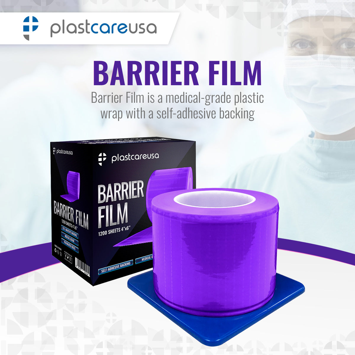 Purple Barrier Film 4x6, 1200 Sheets - Dental Surface Protection - detail view | DoctorSupplies.com