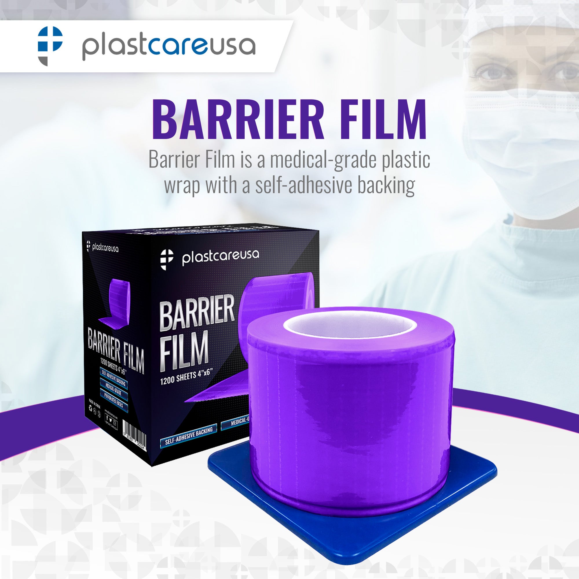 Purple Barrier Film 4x6, 1200 Sheets - Dental Surface Protection - detail view | DoctorSupplies.com