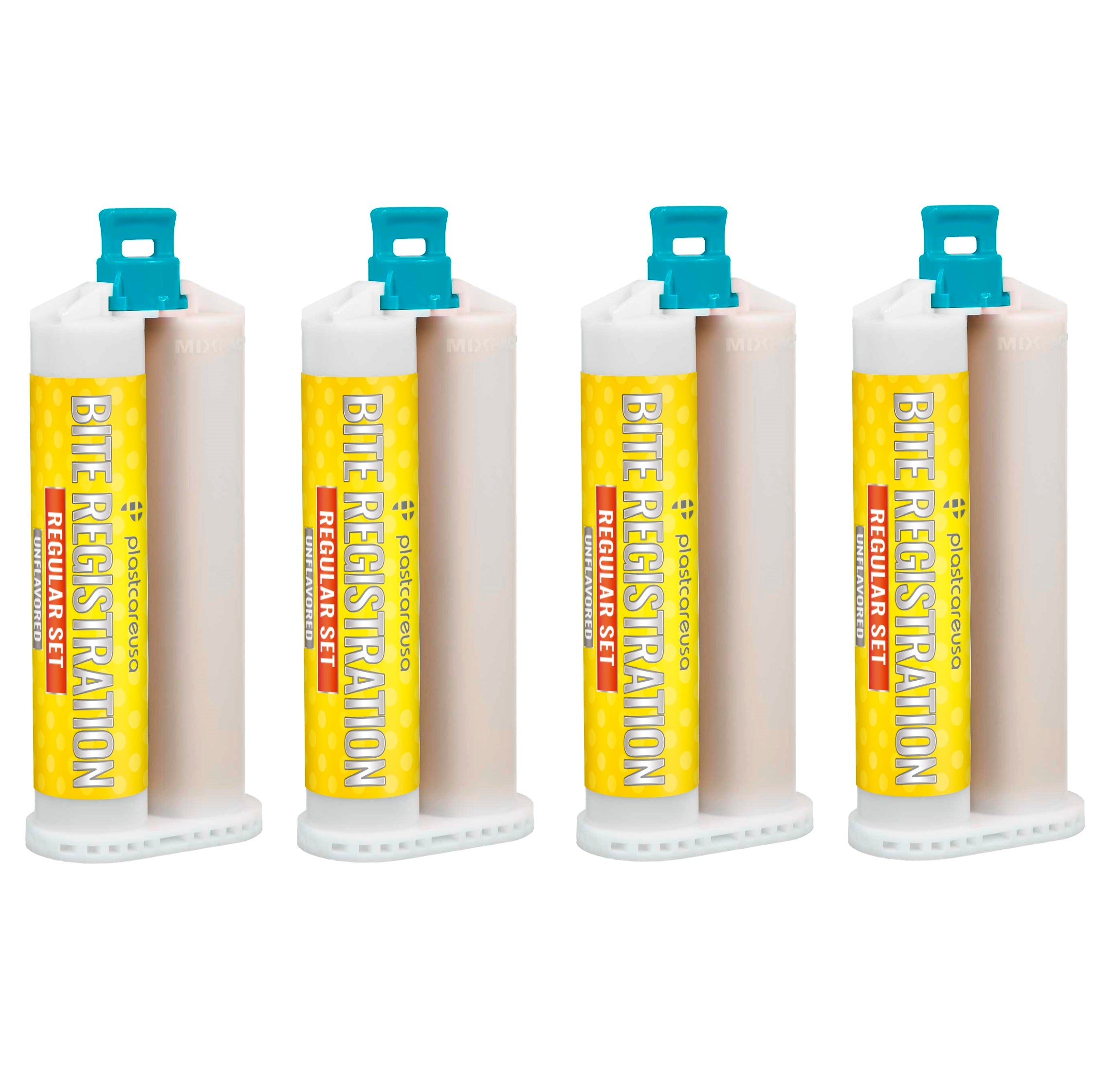 4 Unflavored Regular Set Bite Registration Material 50ml Cartridges by PlastCare USA | DoctorSupplies.com