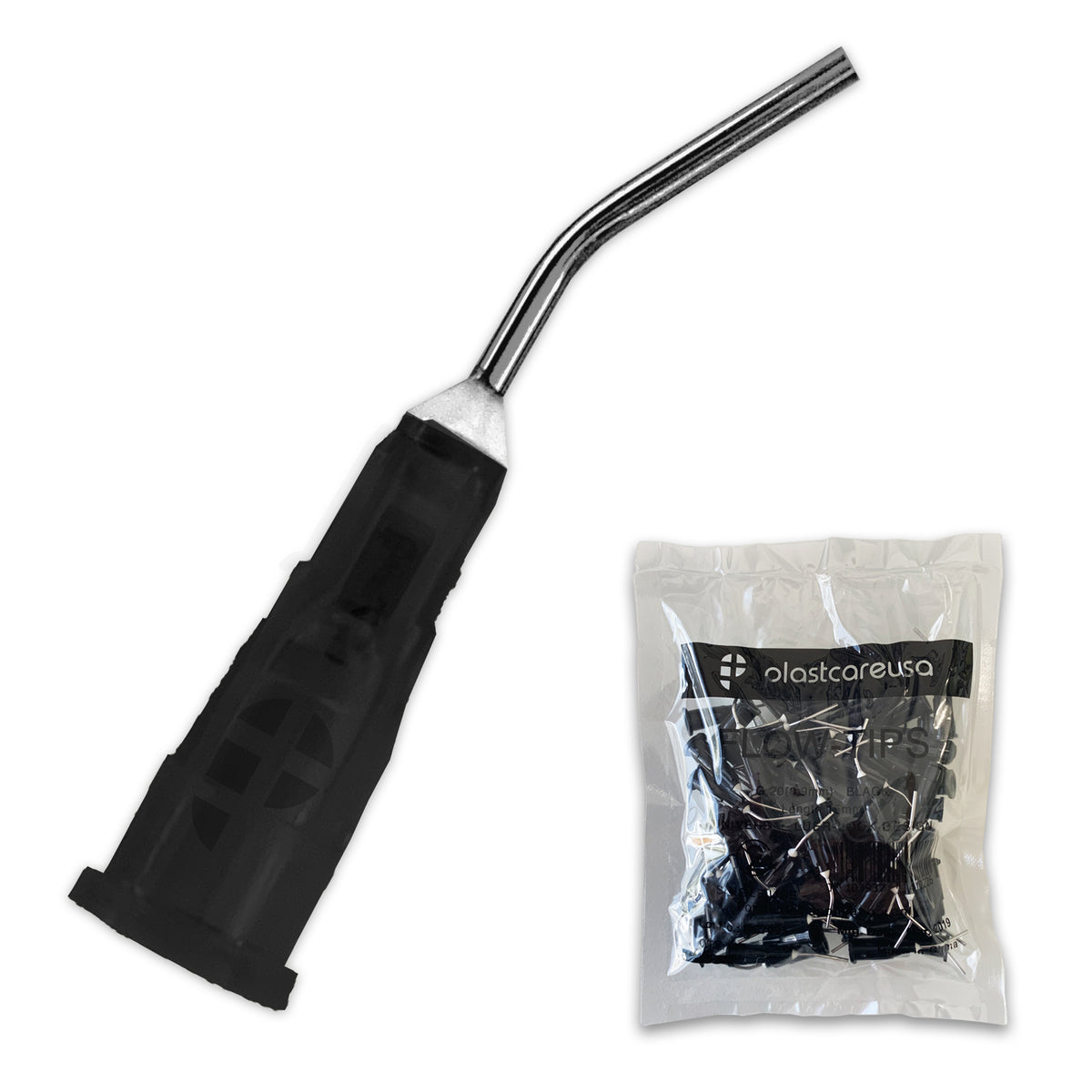 Black Flow Sealant Pre-Bent Applicator Tips 20ga (100/Bag) | DoctorSupplies.com