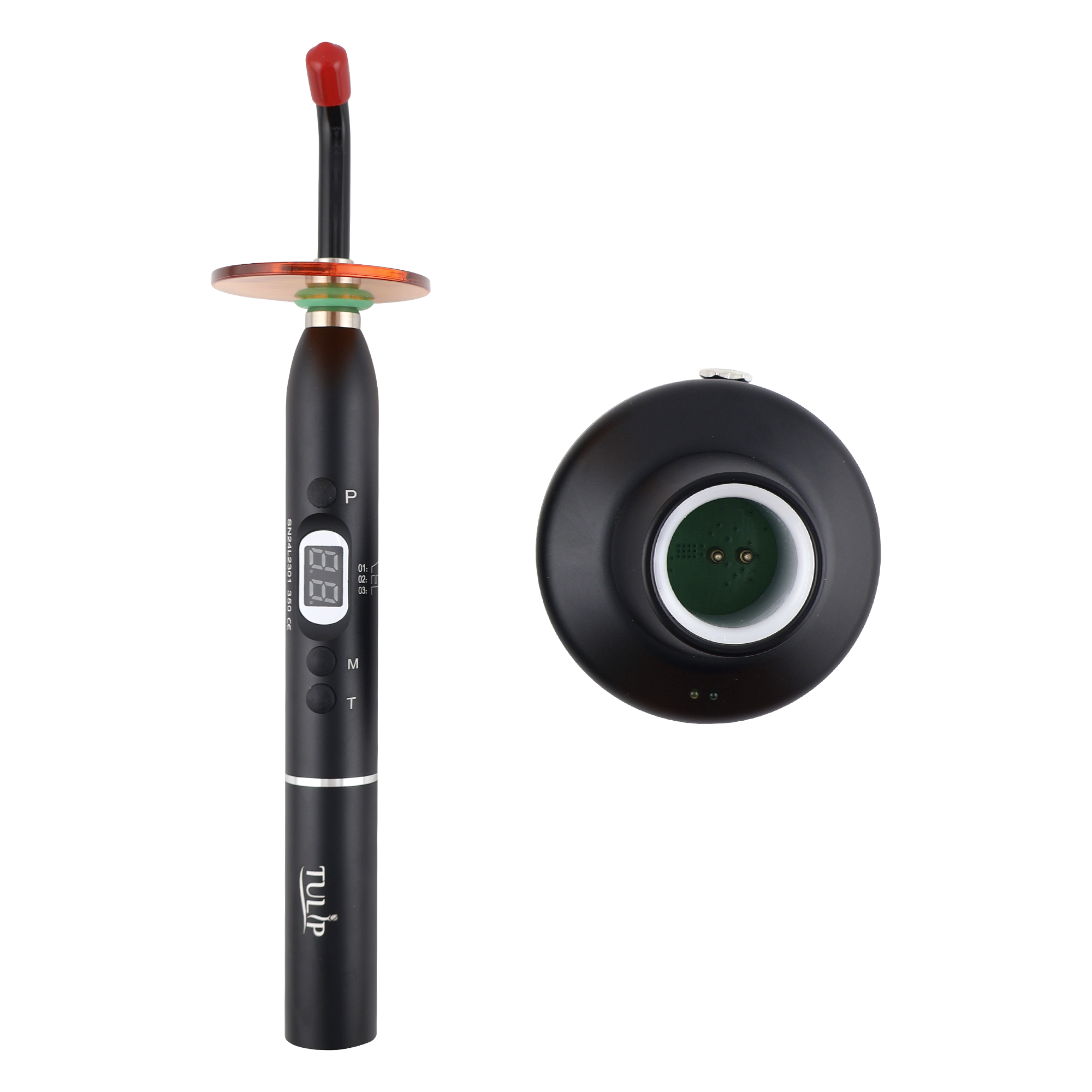Tulip Cordless Dental LED Curing Light 1200mW/cm² Stainless Steel - front view | DoctorSupplies.com