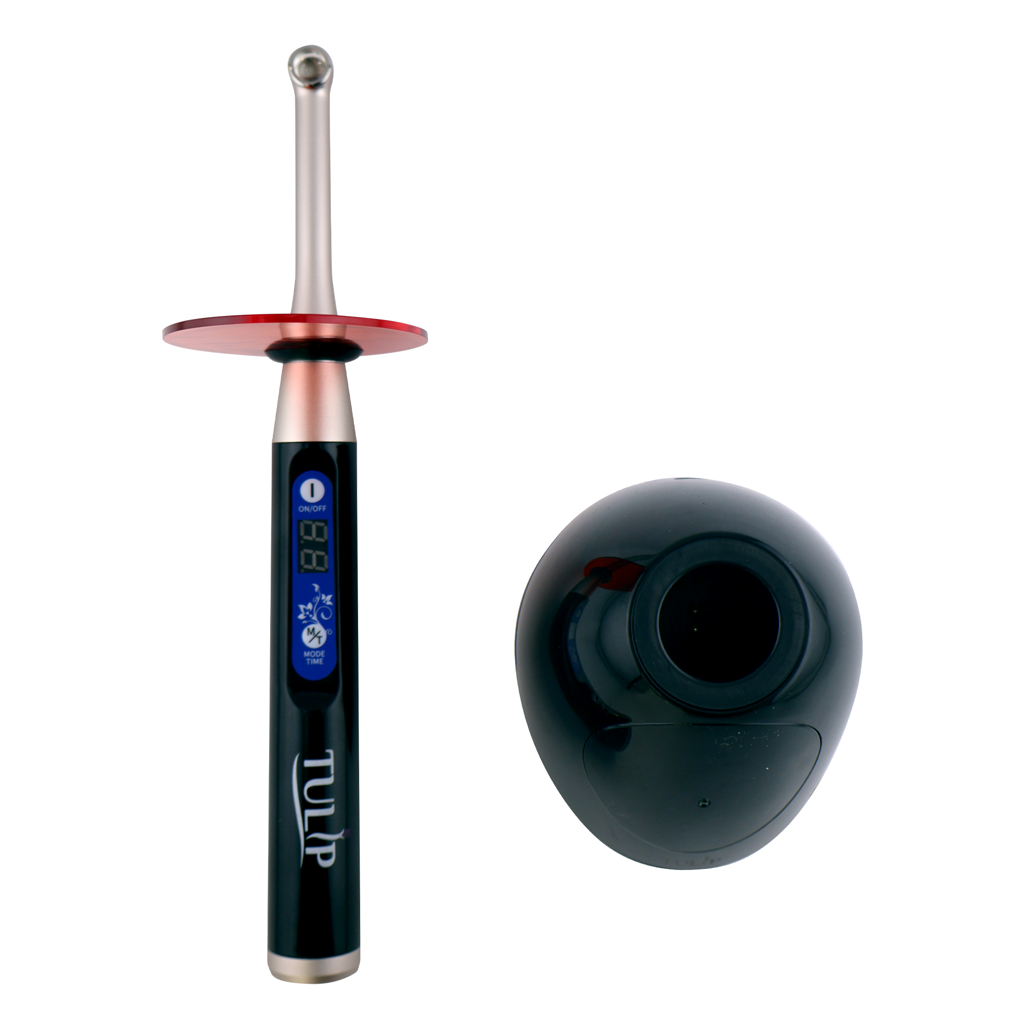 Tulip LED Dental Curing Light – 1 Second, 2400 mW/cm², Black - front view | DoctorSupplies.com