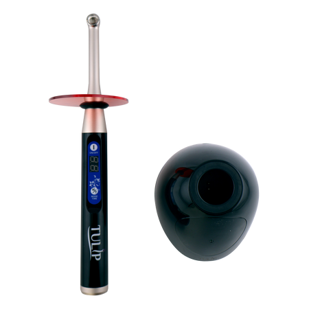 Tulip LED Dental Curing Light – 1 Second, 2400 mW/cm², Black - front view | DoctorSupplies.com