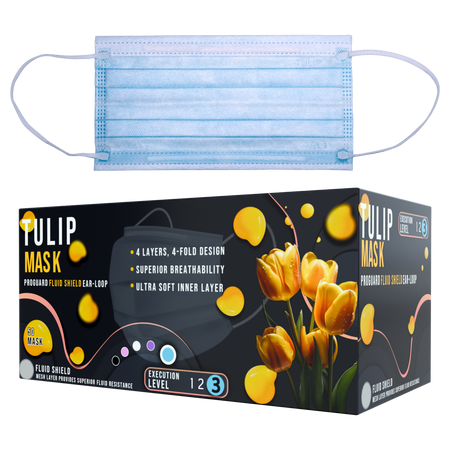 TULIP 4-Ply ASTM Level 3 Blue Surgical Masks (Box of 50) | DoctorSupplies.com